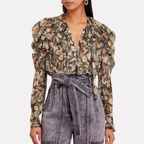 Ulla Johnson Colette Silk Blouse Night Garden - Picture 5 of 14